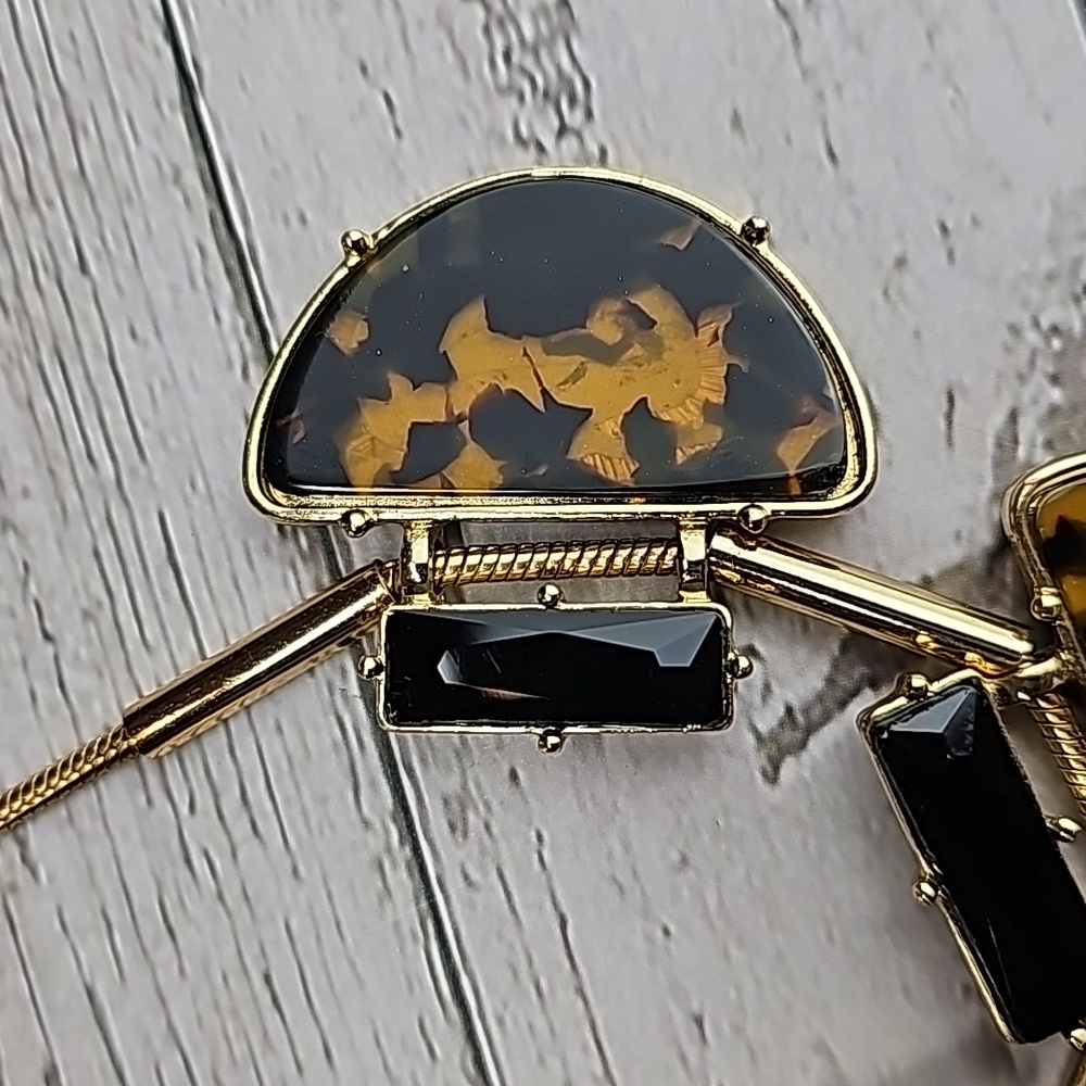 Talbots Gold Tone Tortoise Shell Statement Neckla… - image 6